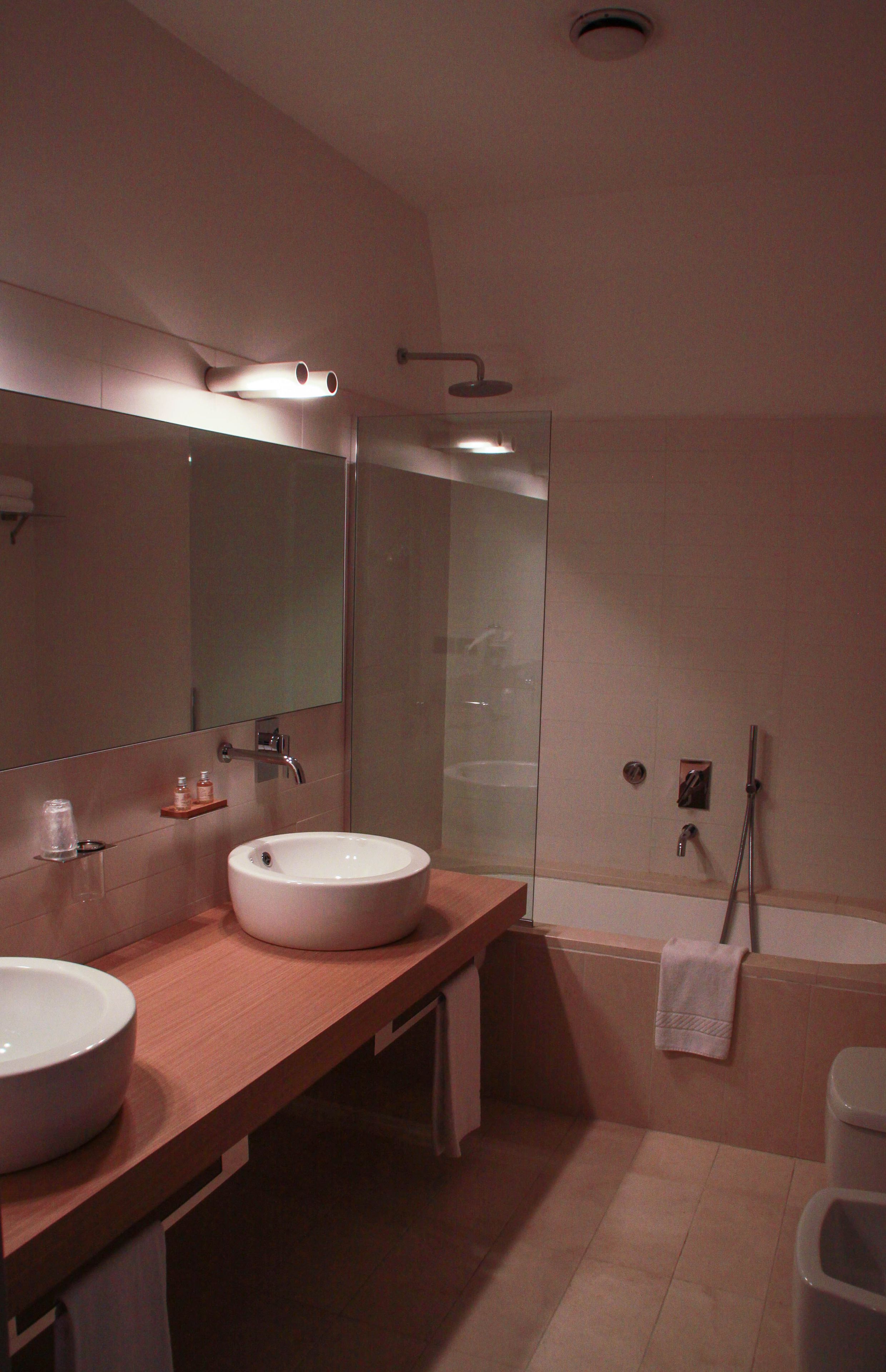 double or twin room | bathroom | combined shower/bathtub, rainfall showerhead, free toiletries