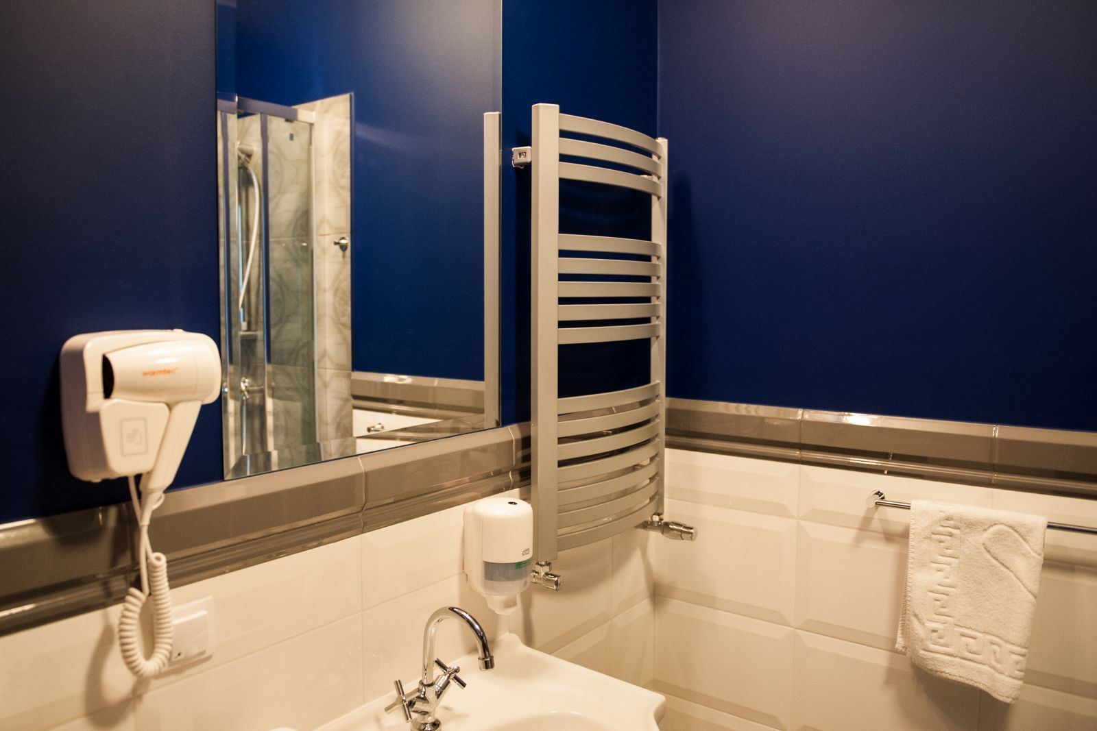 luxury room | bathroom | shower, designer toiletries, hair dryer, towels