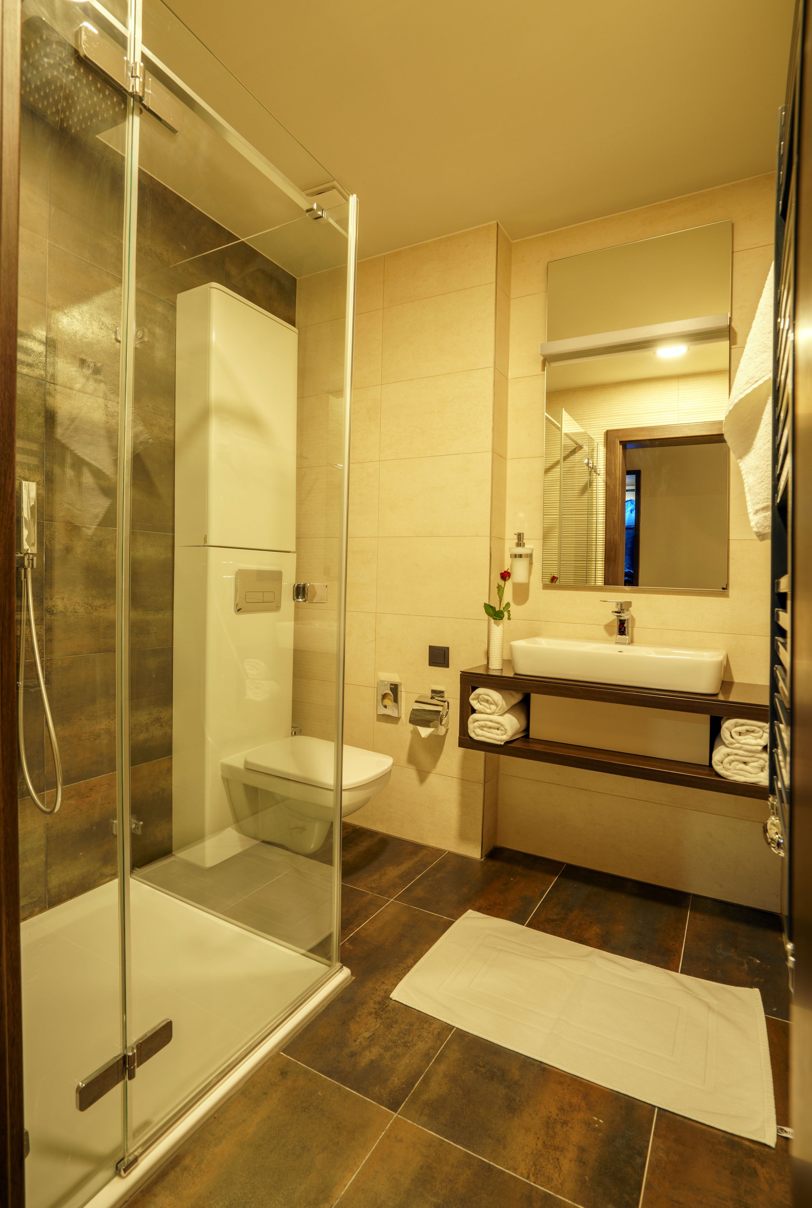 shower, free toiletries, hair dryer, bathrobes