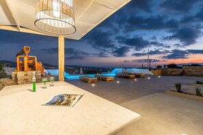 Panoramic Villa, 3 Bedrooms | Living area | TV - Villa of Roses - Private villa with pool (Naxos)