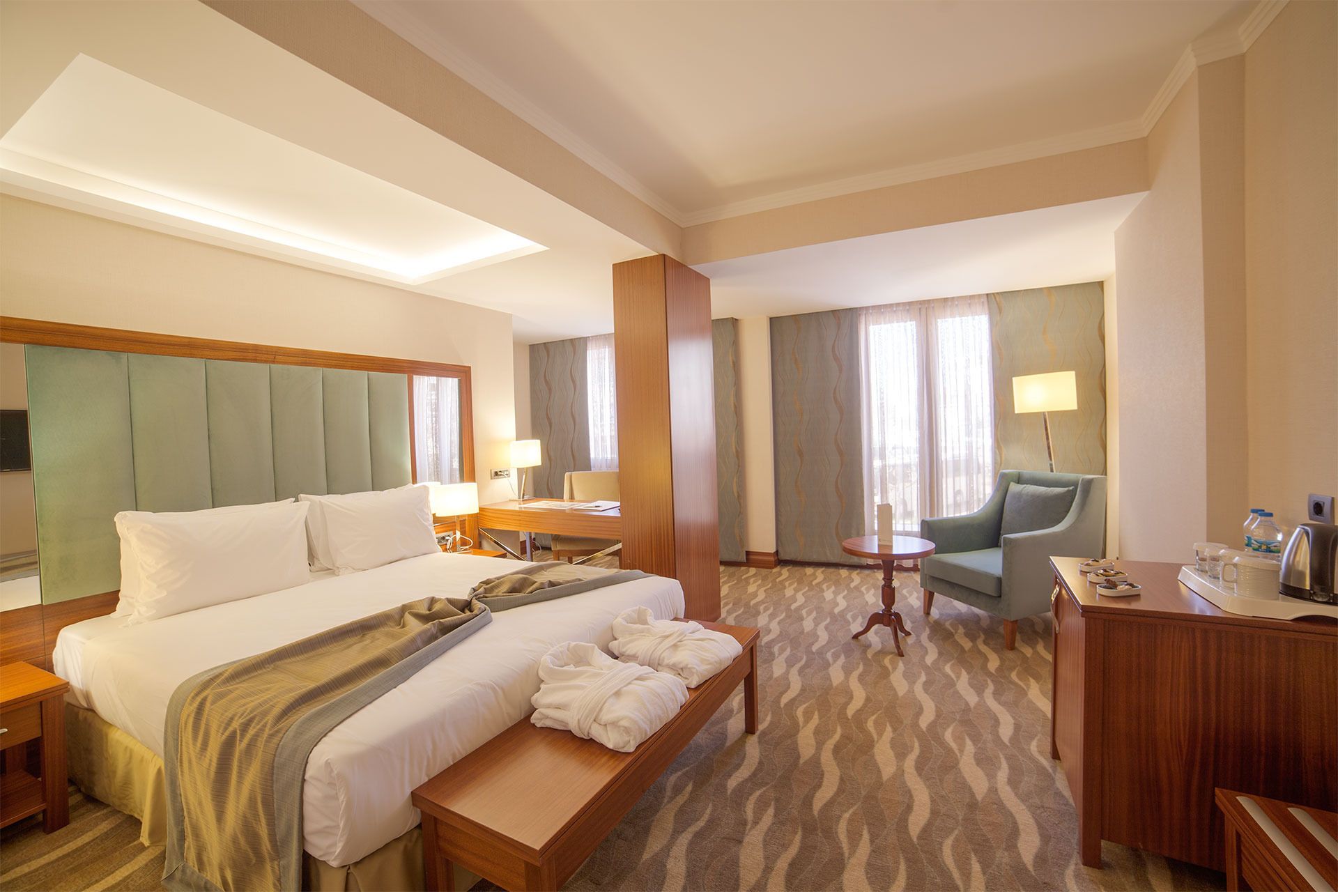 egyptian cotton sheets, down duvets, minibar, in-room safe