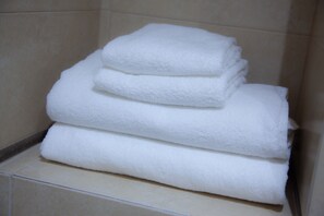 Chambre Double | Salle de bain | Douche, articles de toilette gratuits, serviettes fournies