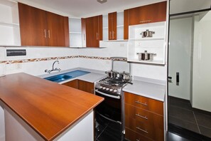 Fridge, microwave, oven, dishwasher