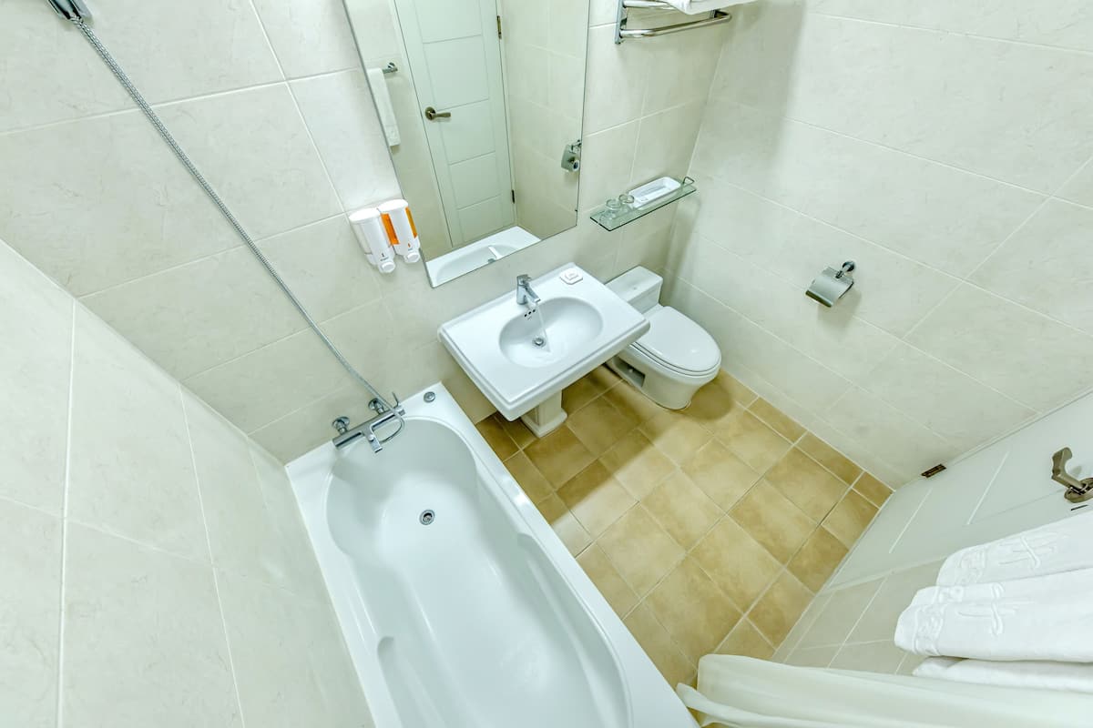 basic room (ondol) | bathroom | combined shower/bathtub, free toiletries, slippers, towels