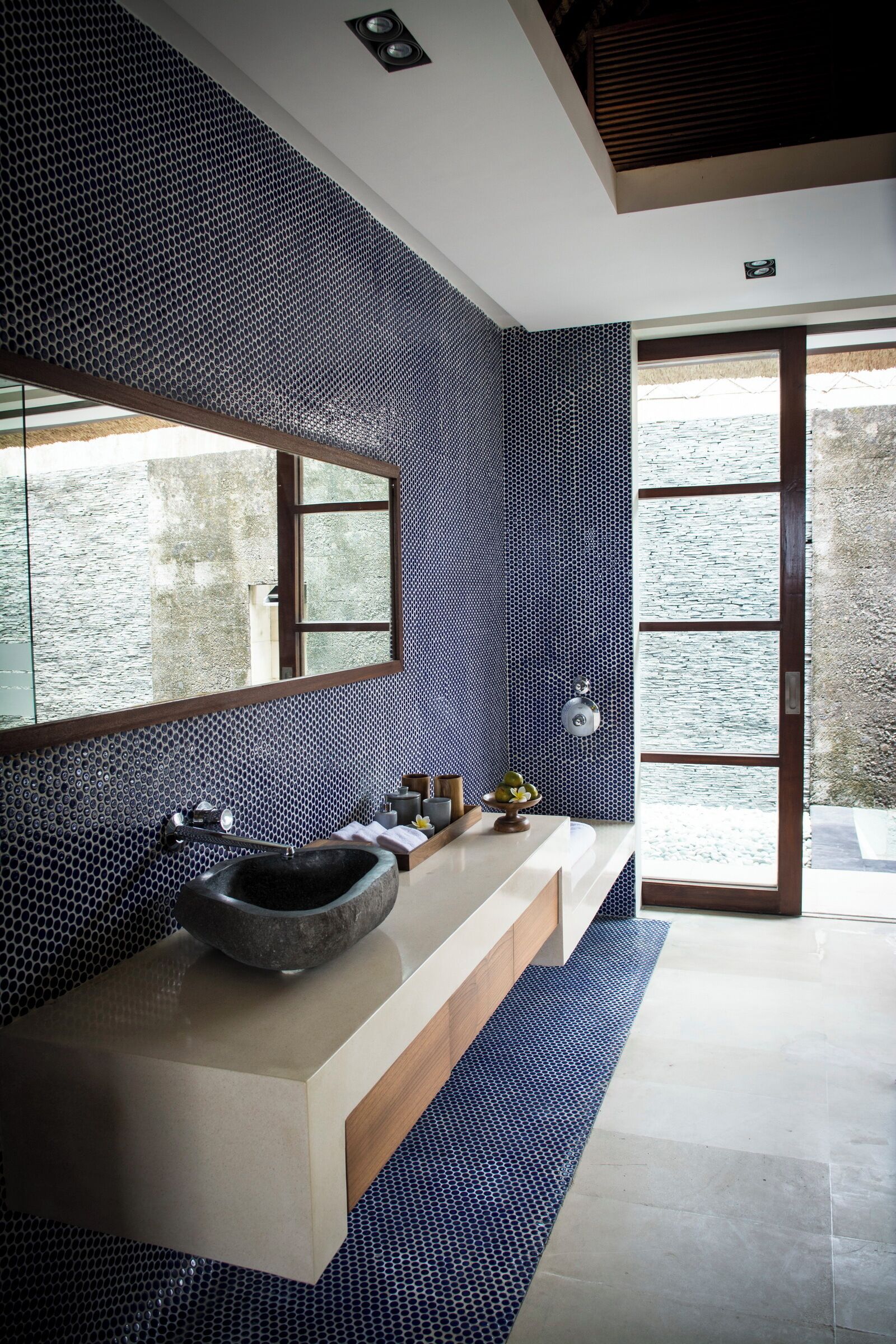 two bedroom private pool villa | bathroom | separate bathtub and shower, rainfall showerhead