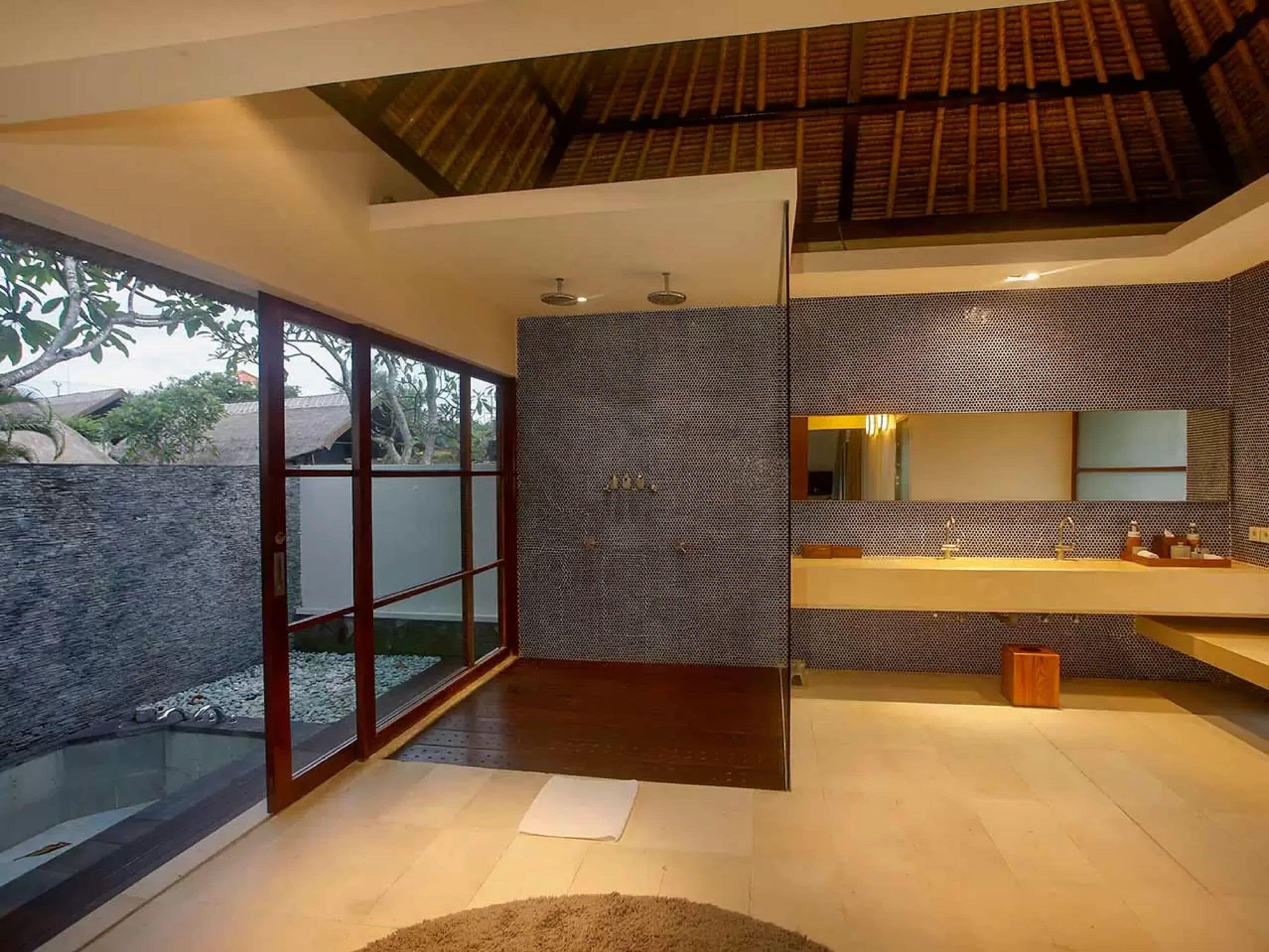 one bedroom private pool villa | bathroom | separate bathtub and shower, rainfall showerhead