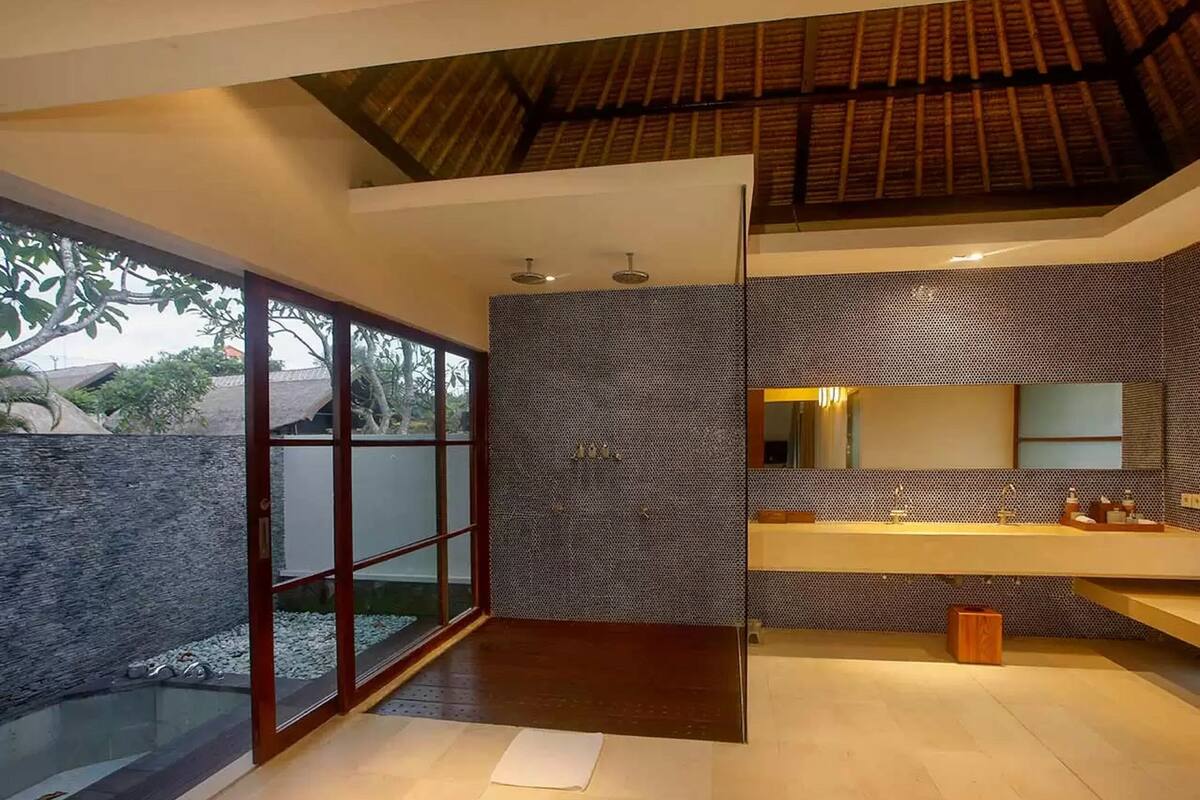 one bedroom private pool villa | bathroom | separate bathtub and shower, rainfall showerhead