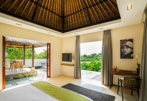 One Bedroom Private Pool Villa | In-room safe, desk, laptop workspace, blackout curtains