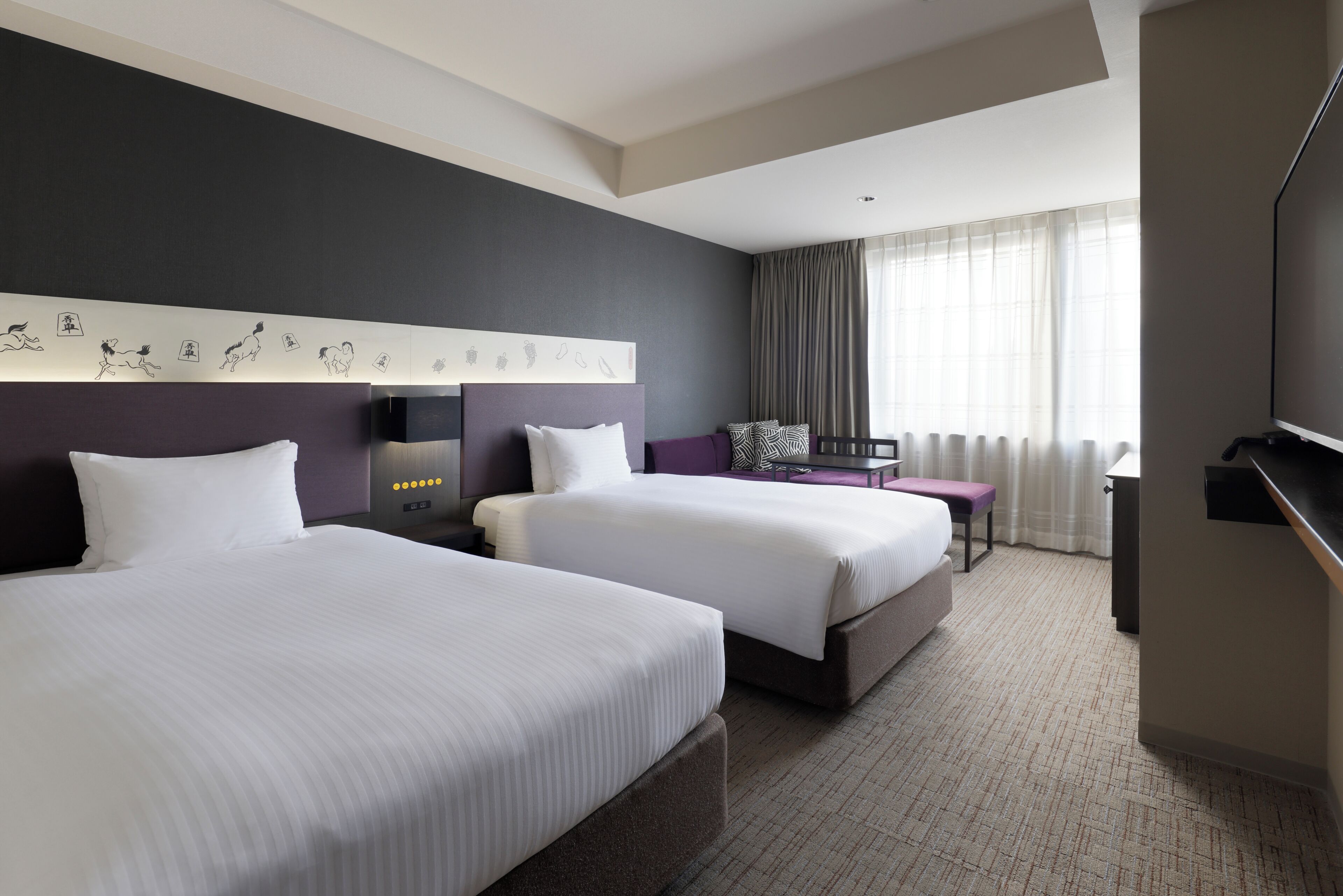 Down comforters, desk, free WiFi, bed sheets