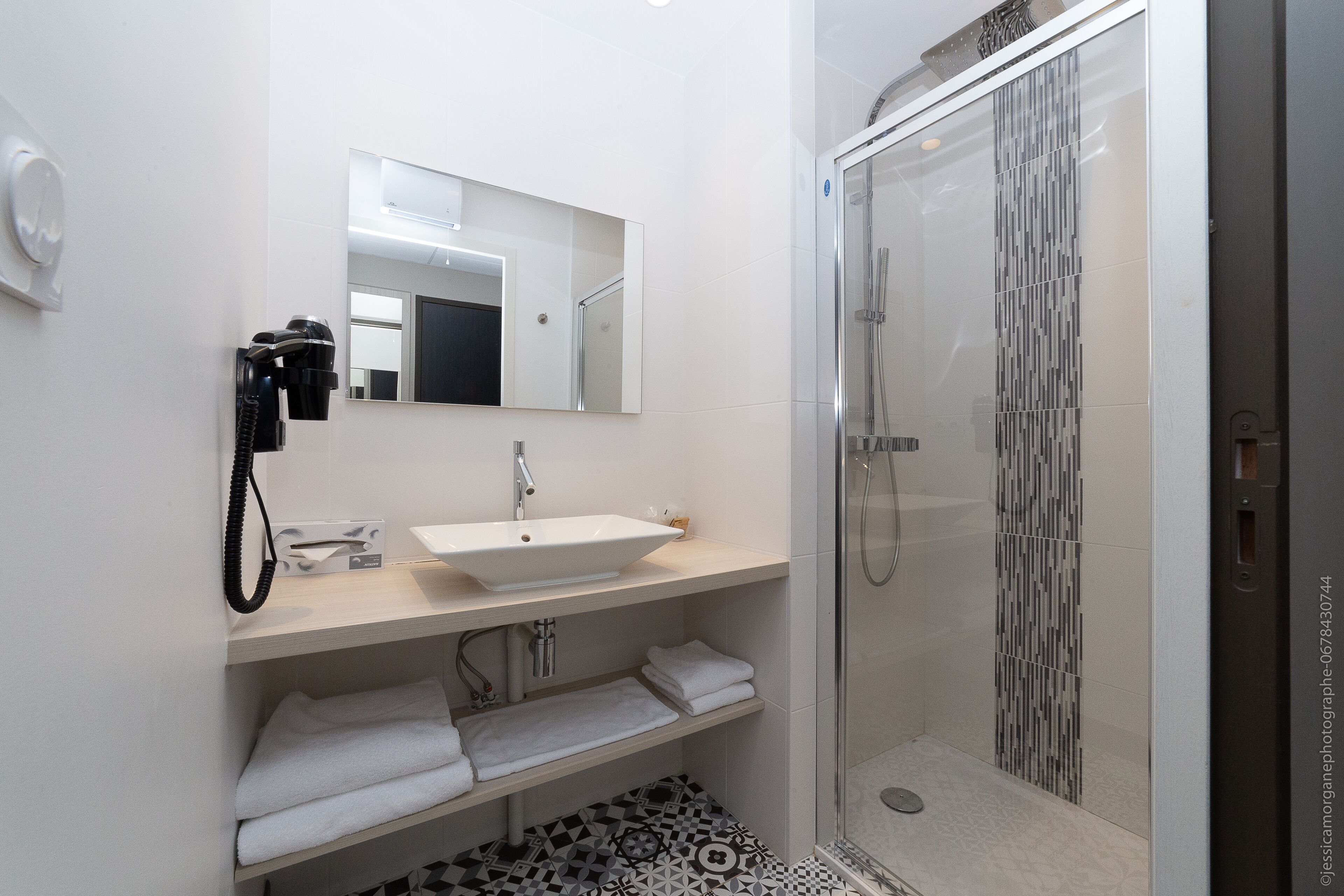 free toiletries, hair dryer, towels