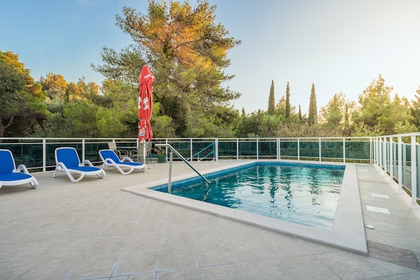 Seasonal outdoor pool, pool umbrellas, sun loungers