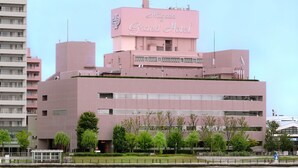 A pink building with a sign reading "Nikita Grand Hotel". - Niigata Grand Hotel (Niigata)