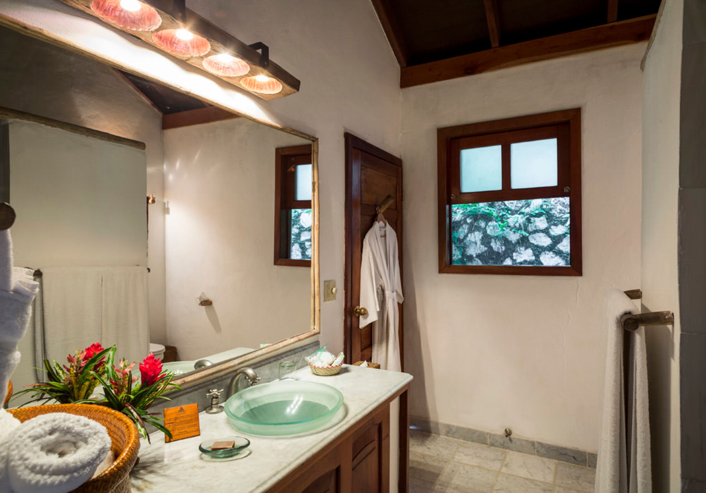 shower, free toiletries, hair dryer, bathrobes