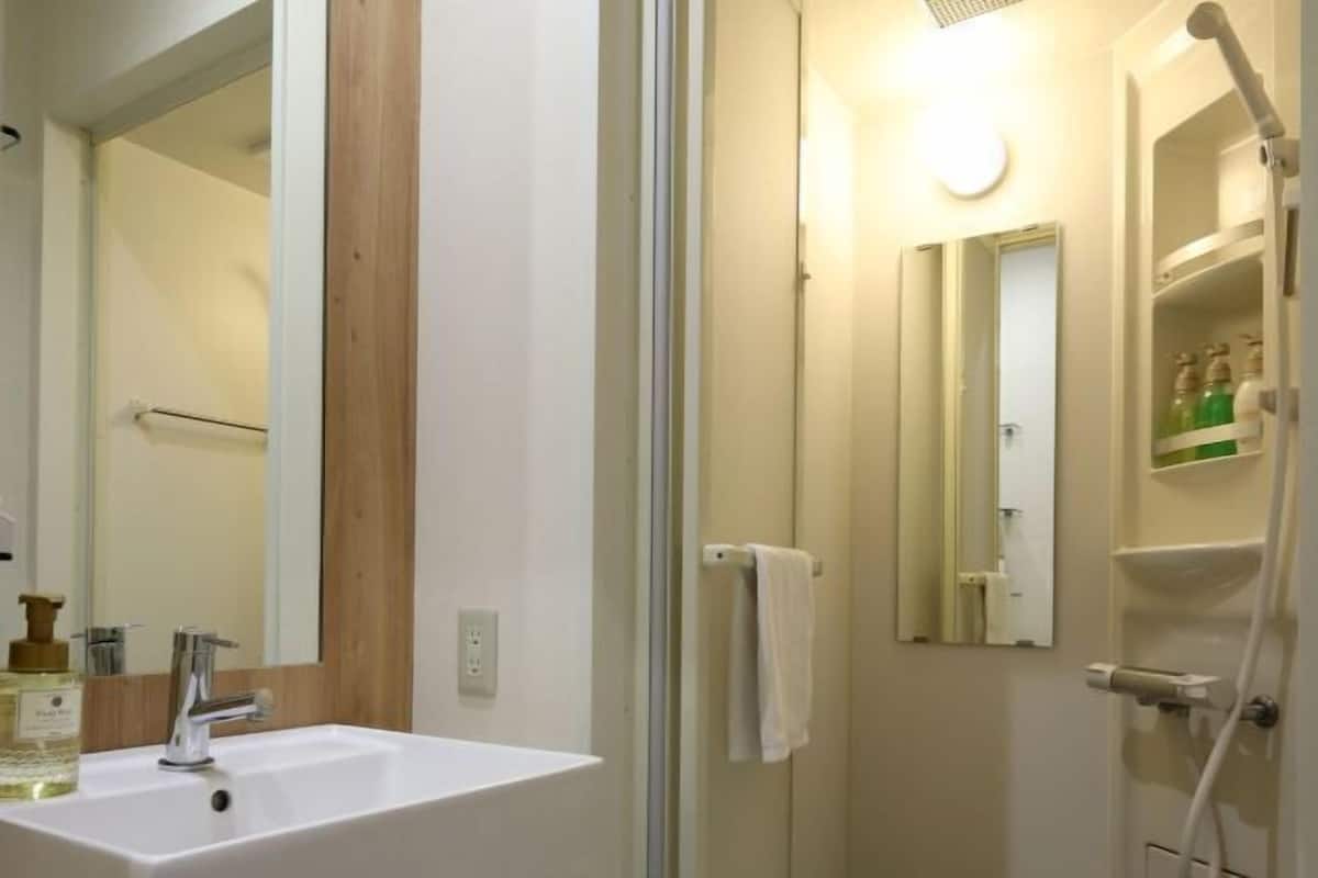 Salle de bain | Douche, articles de toilette gratuits, sèche-cheveux, chaussons