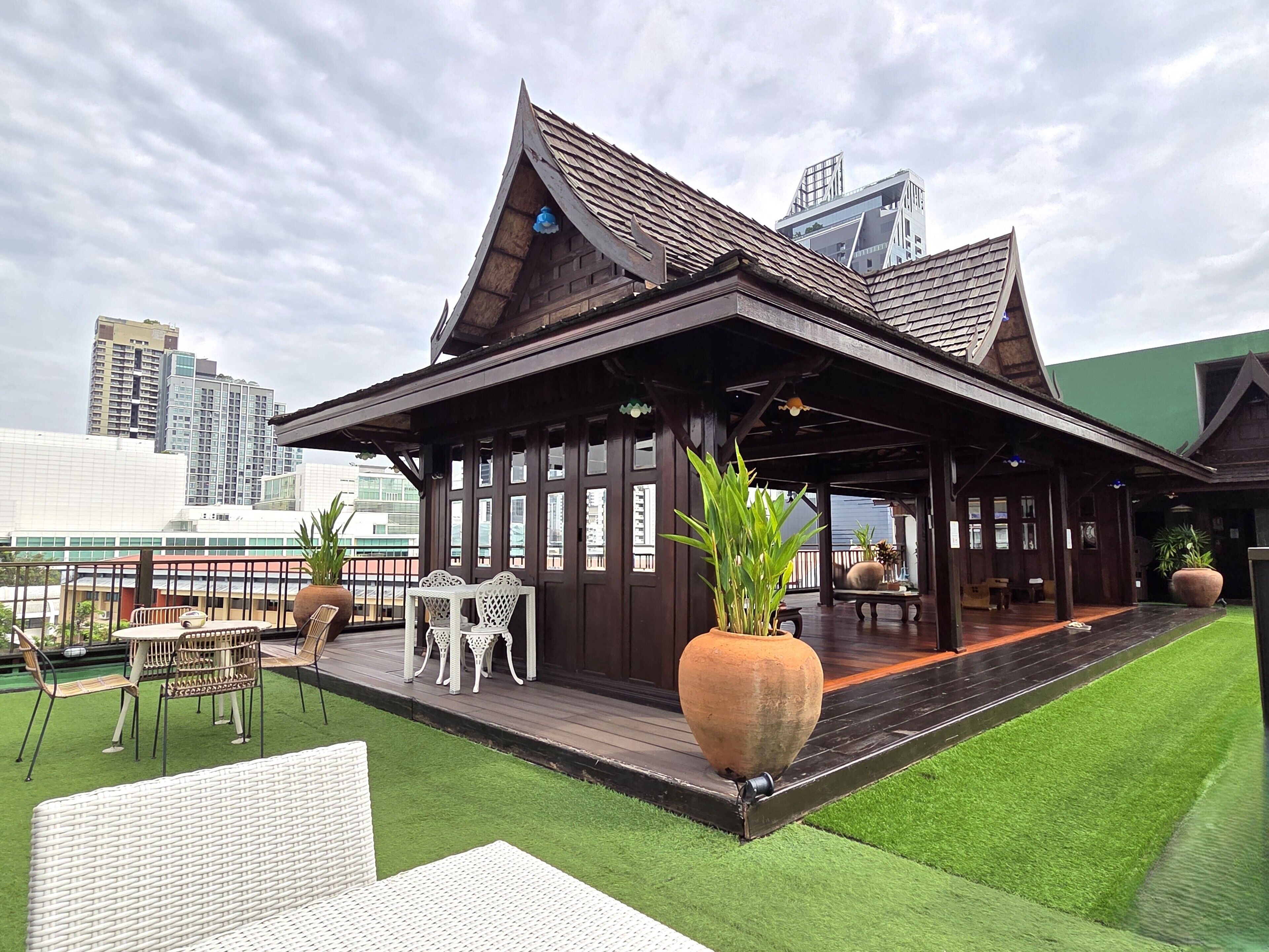 Outdoor pool, pool umbrellas, pool loungers