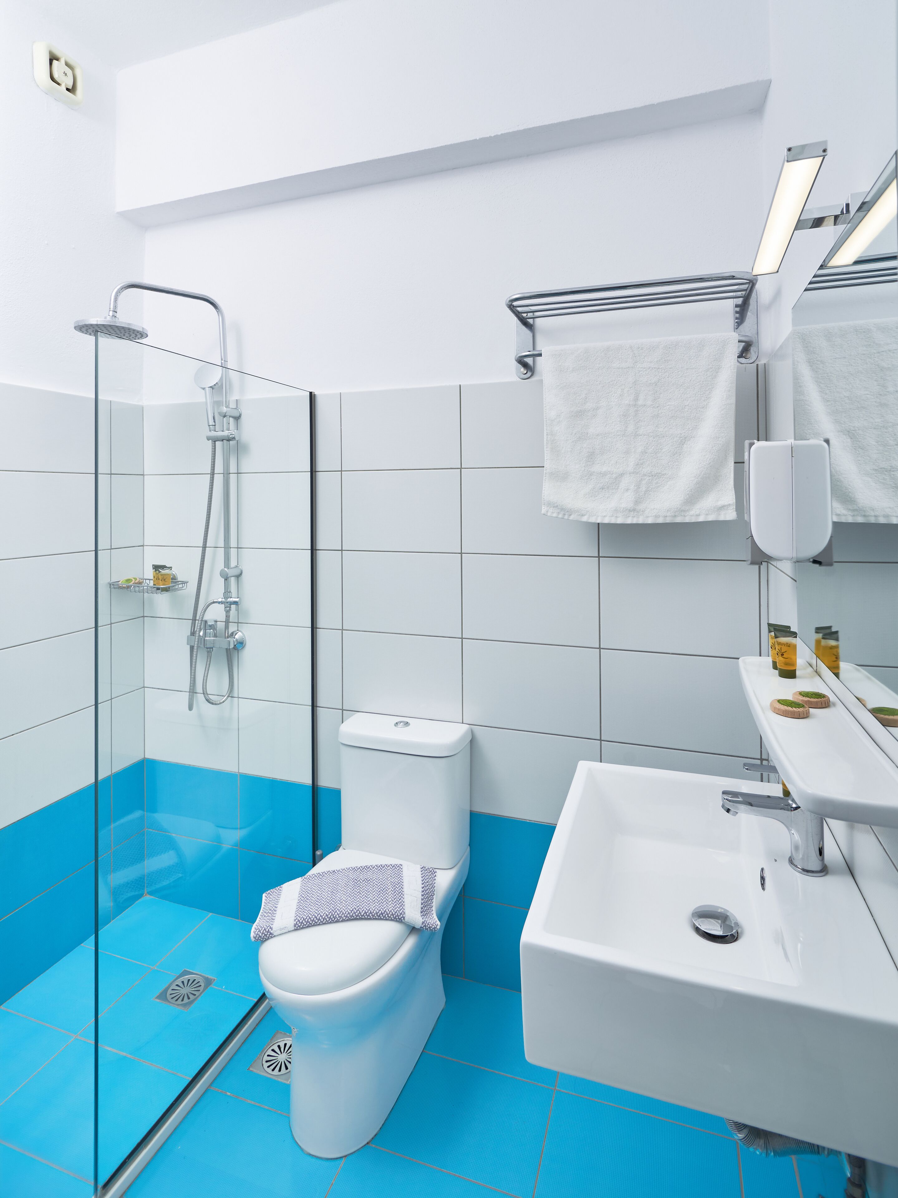 family room with mountain view | bathroom | hair dryer, towels