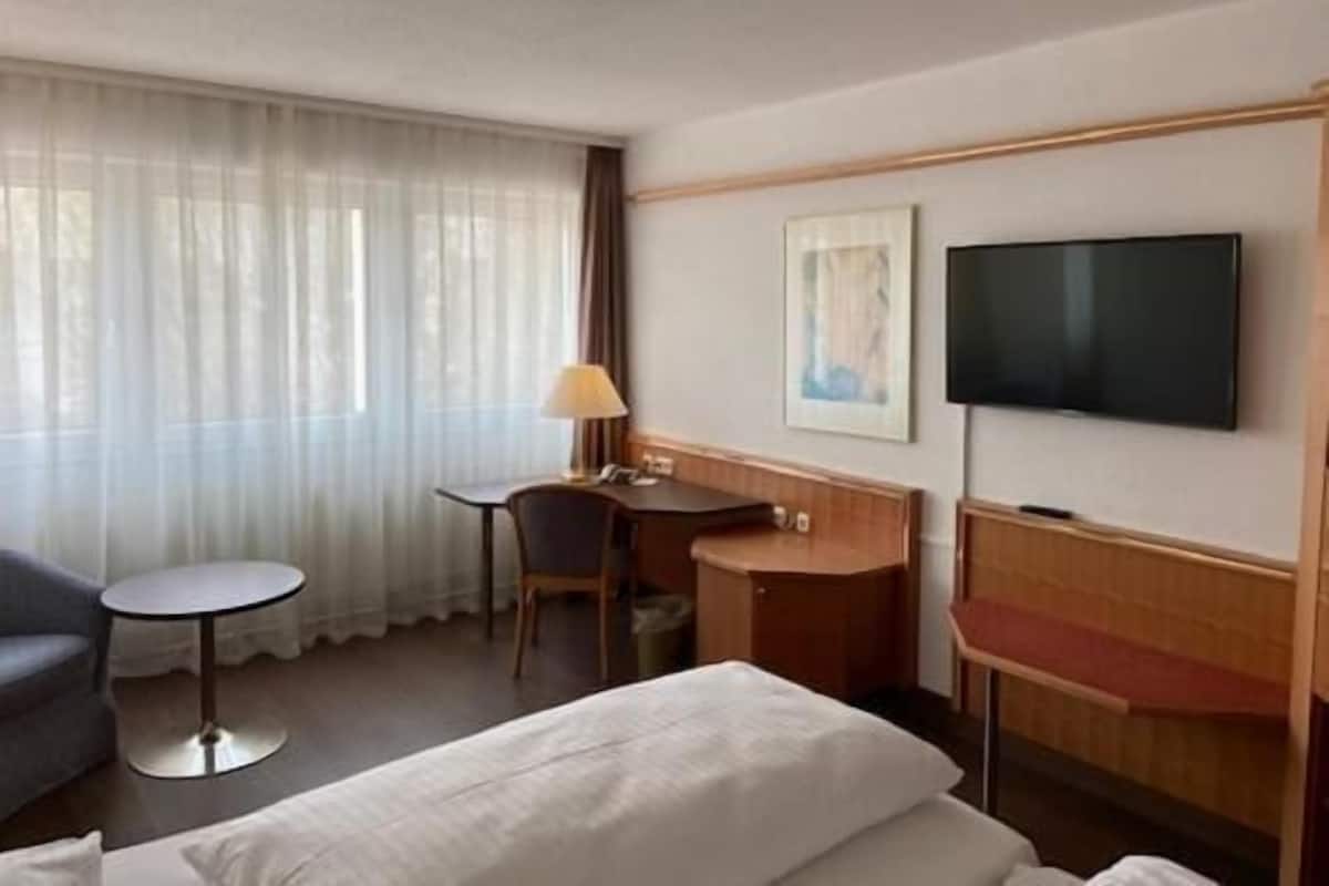 Minibar, desk, laptop workspace, soundproofing
