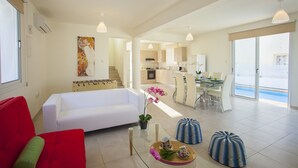 xxxVilla, 3 Bedrooms (Dorothy)xxx | Living area | Flat-screen TV, DVD player - Protaras Dafni Villas (Paralimni)