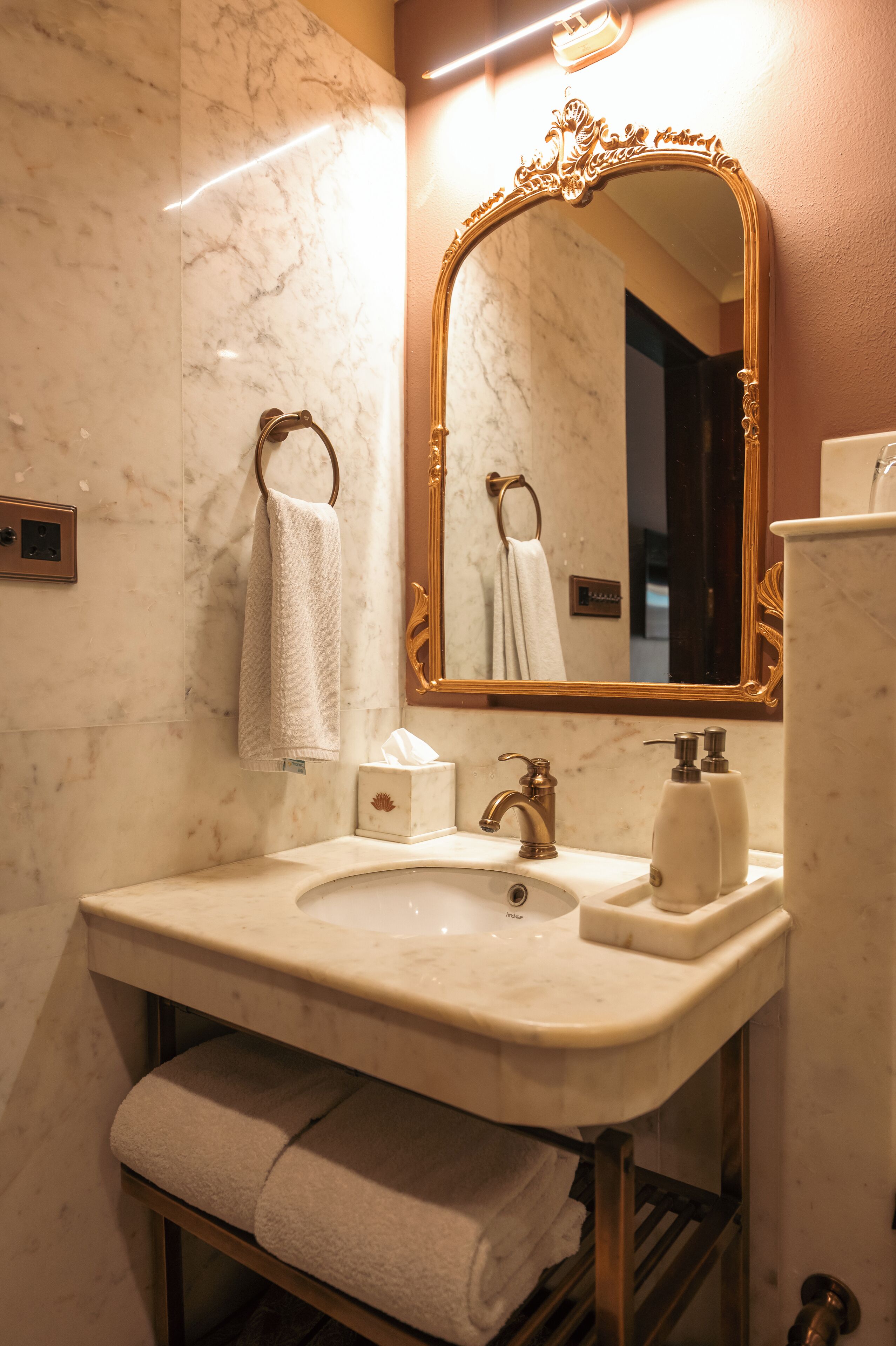 rainfall showerhead, designer toiletries, hair dryer, bathrobes