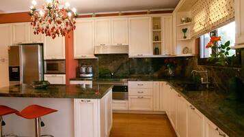 Villa, Private Pool | Private kitchen | Full-sized fridge, microwave, espresso maker