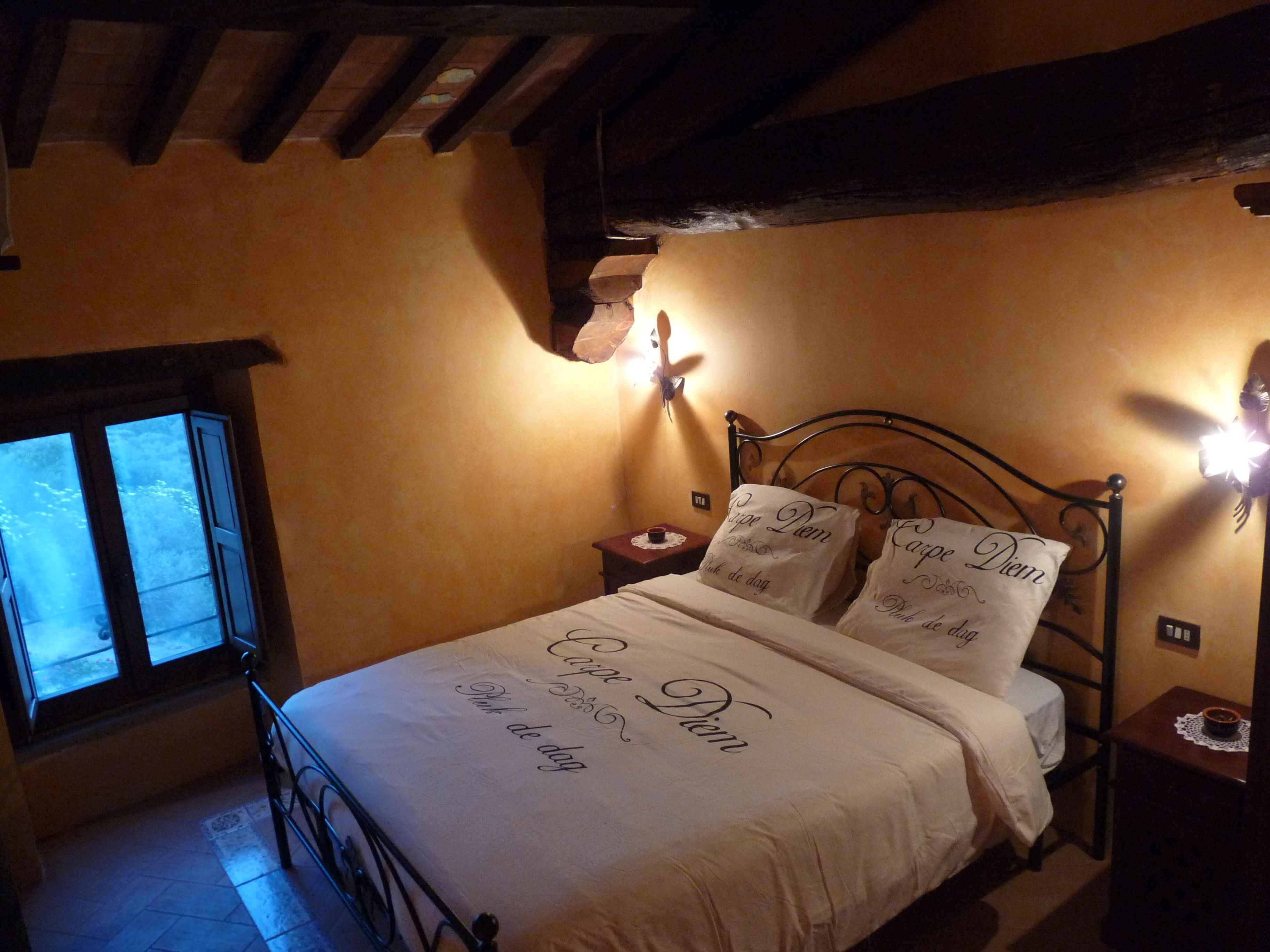 Premium bedding, desk, laptop workspace, blackout curtains