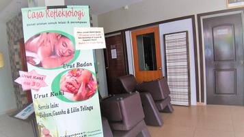 Welcome to our reception area, where you can book a massage with one of our skilled therapists.