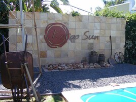 Outdoor pool, sun loungers