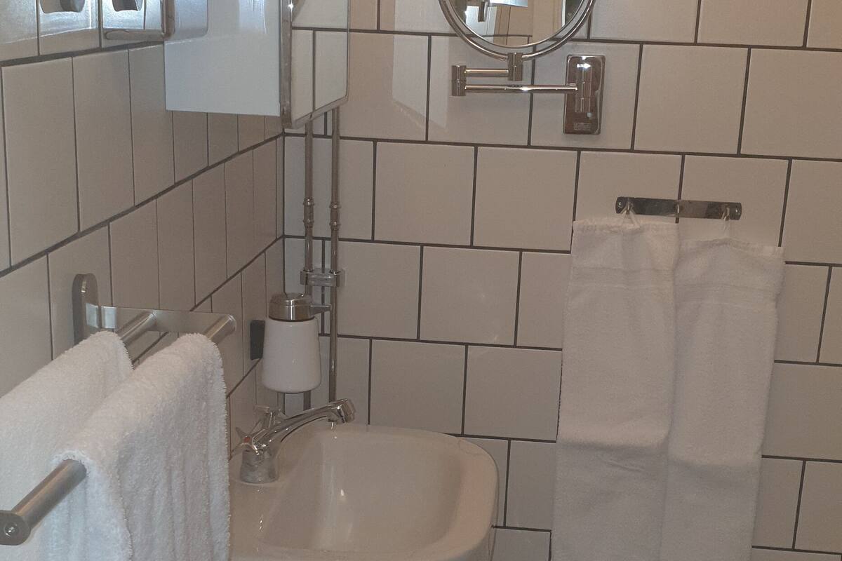 free toiletries, hair dryer, towels