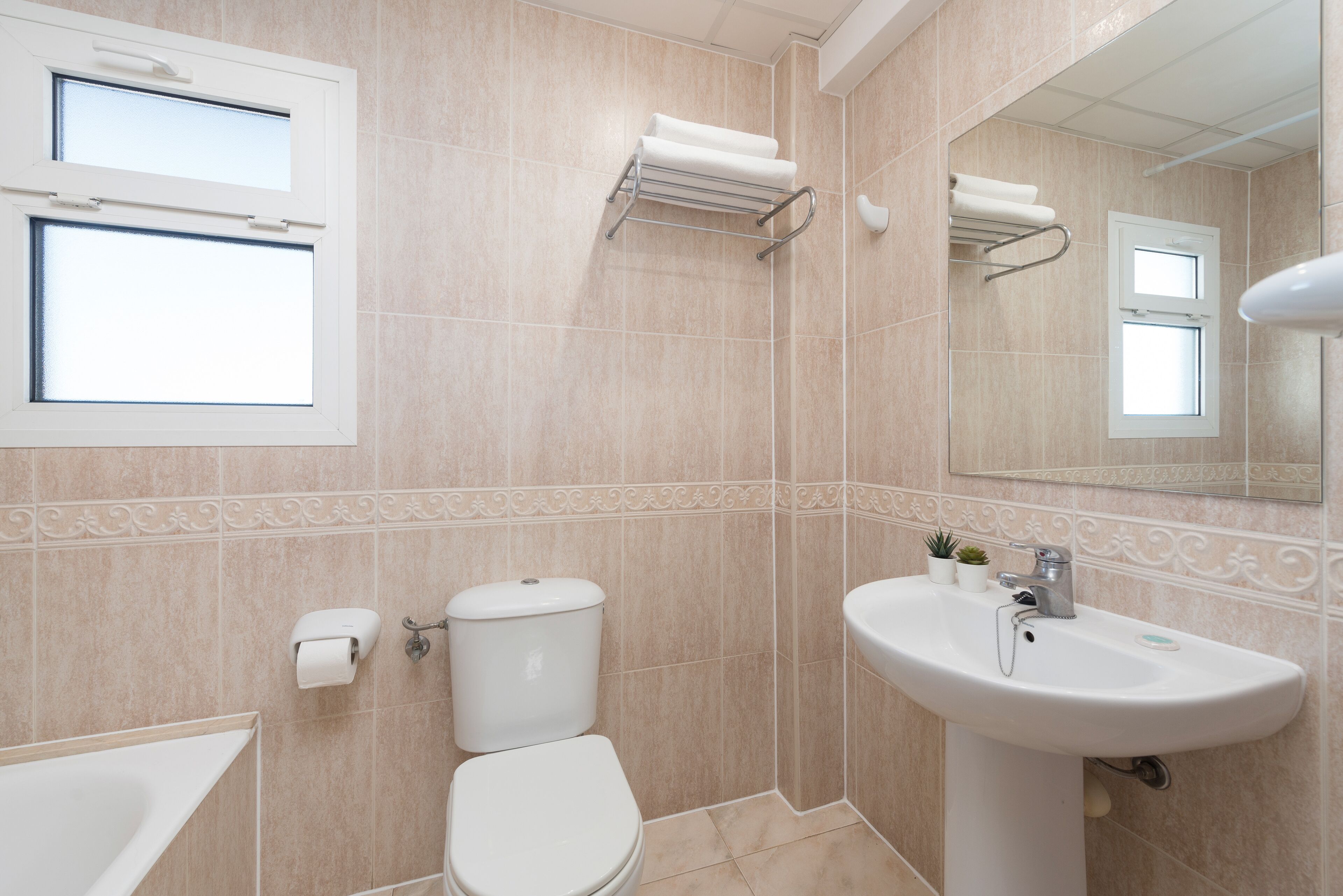 free toiletries, hair dryer, towels