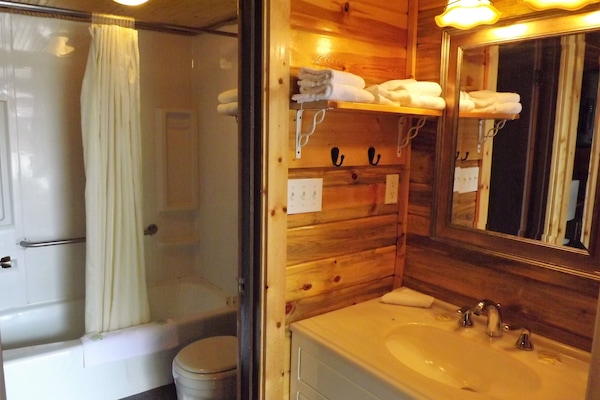 Double Cabin - Pet Friendly | Salle de bain | Articles de toilette écologiques, séchoir à cheveux, serviettes fournies