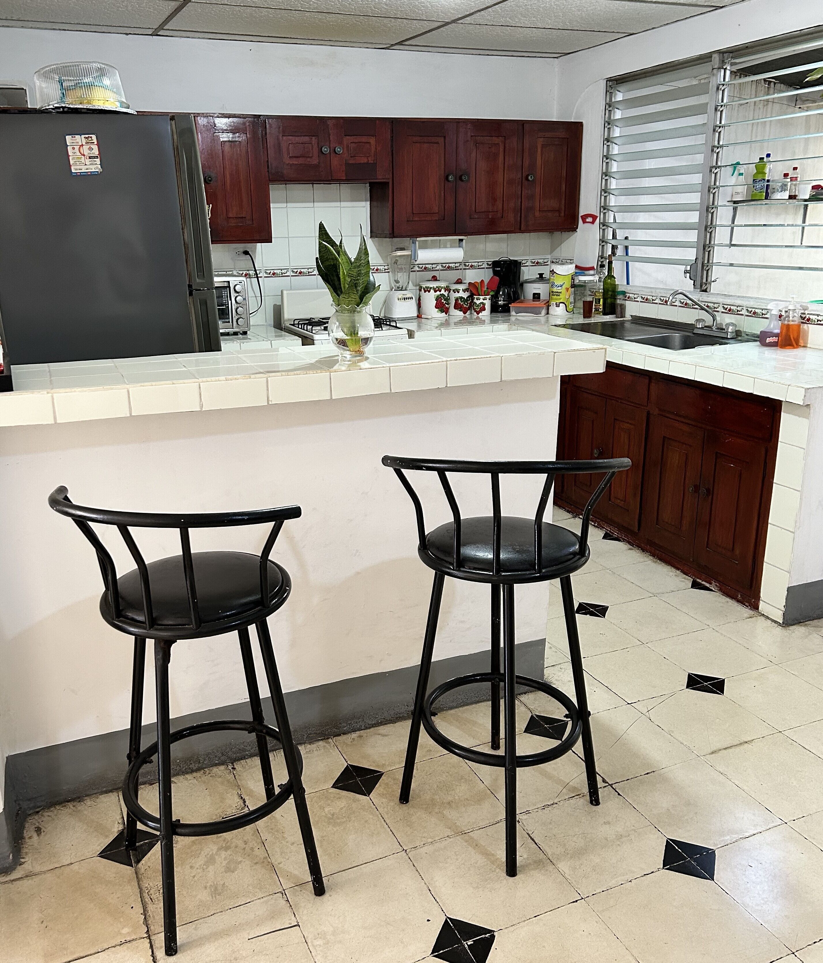 Kjøleskap, mikrobølgeovn, brødrister og riskoker