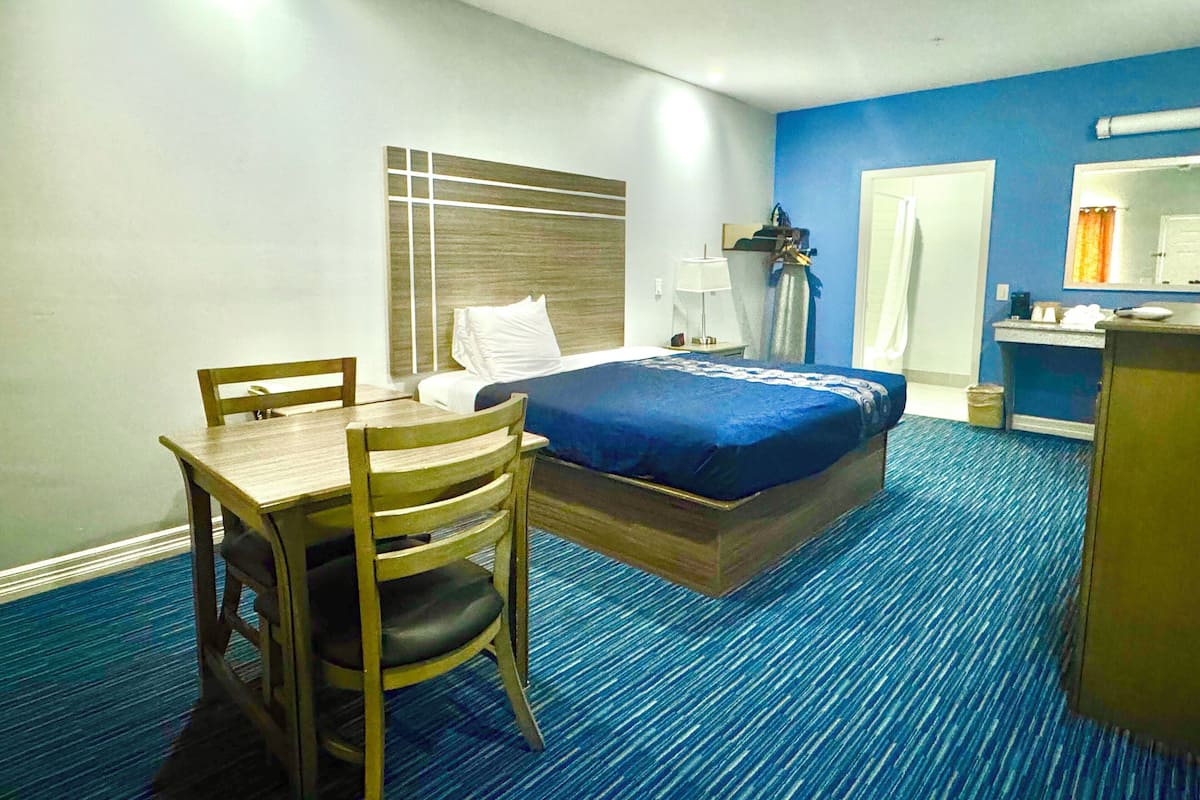 Pillow-top beds, desk, laptop workspace, iron/ironing board