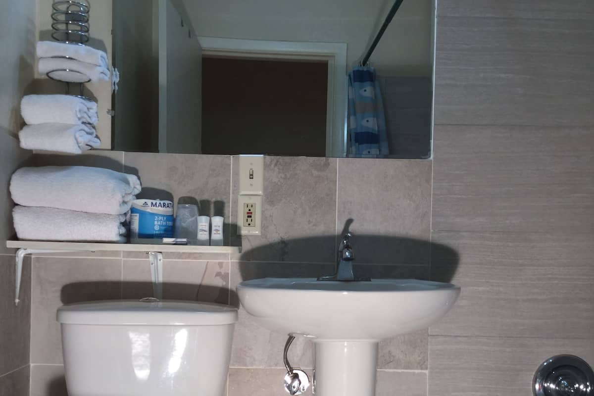 Chambre Standard, 1 grand lit | Salle de bain | Articles de toilette gratuits, serviettes fournies