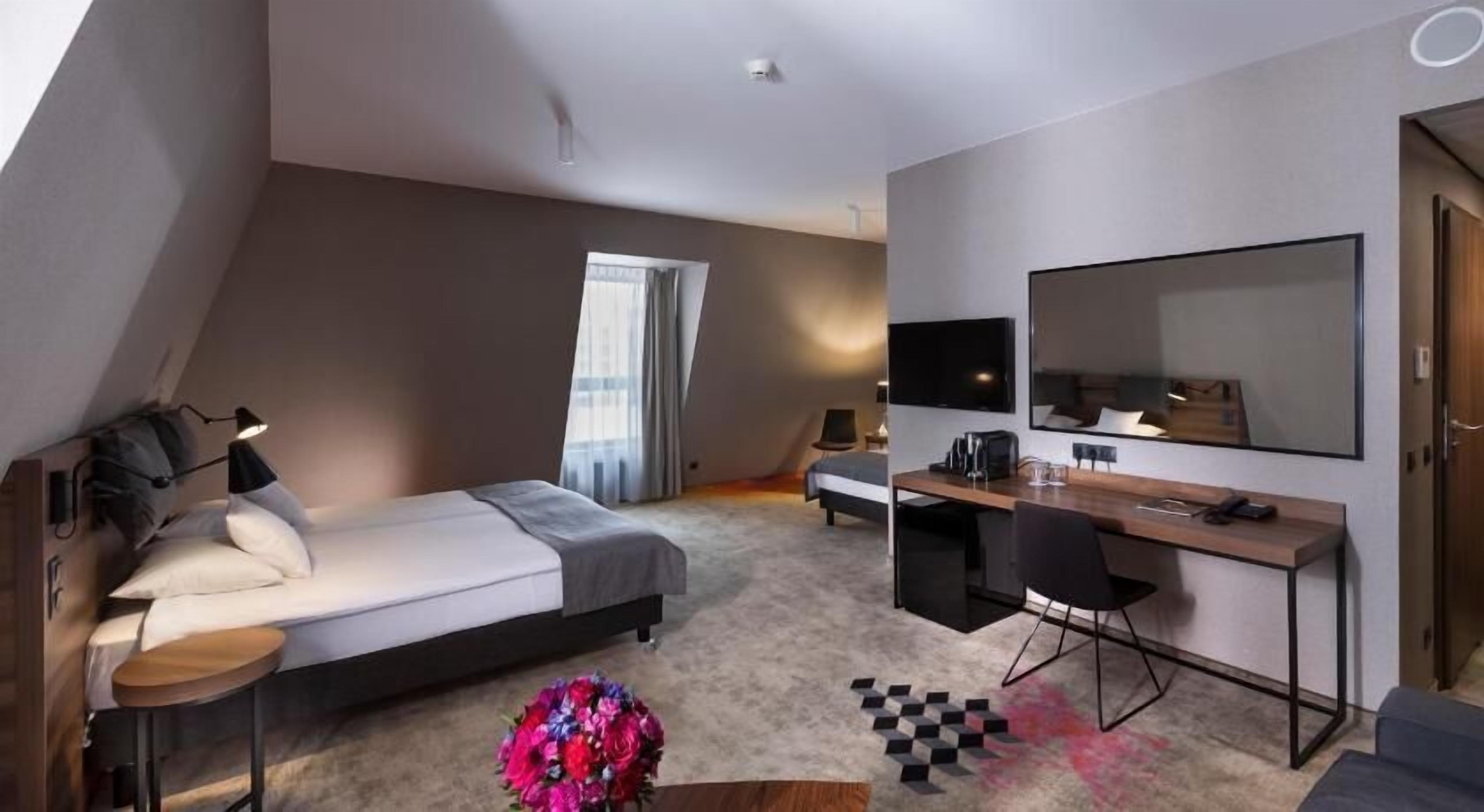 Premium bedding, minibar, desk, laptop workspace