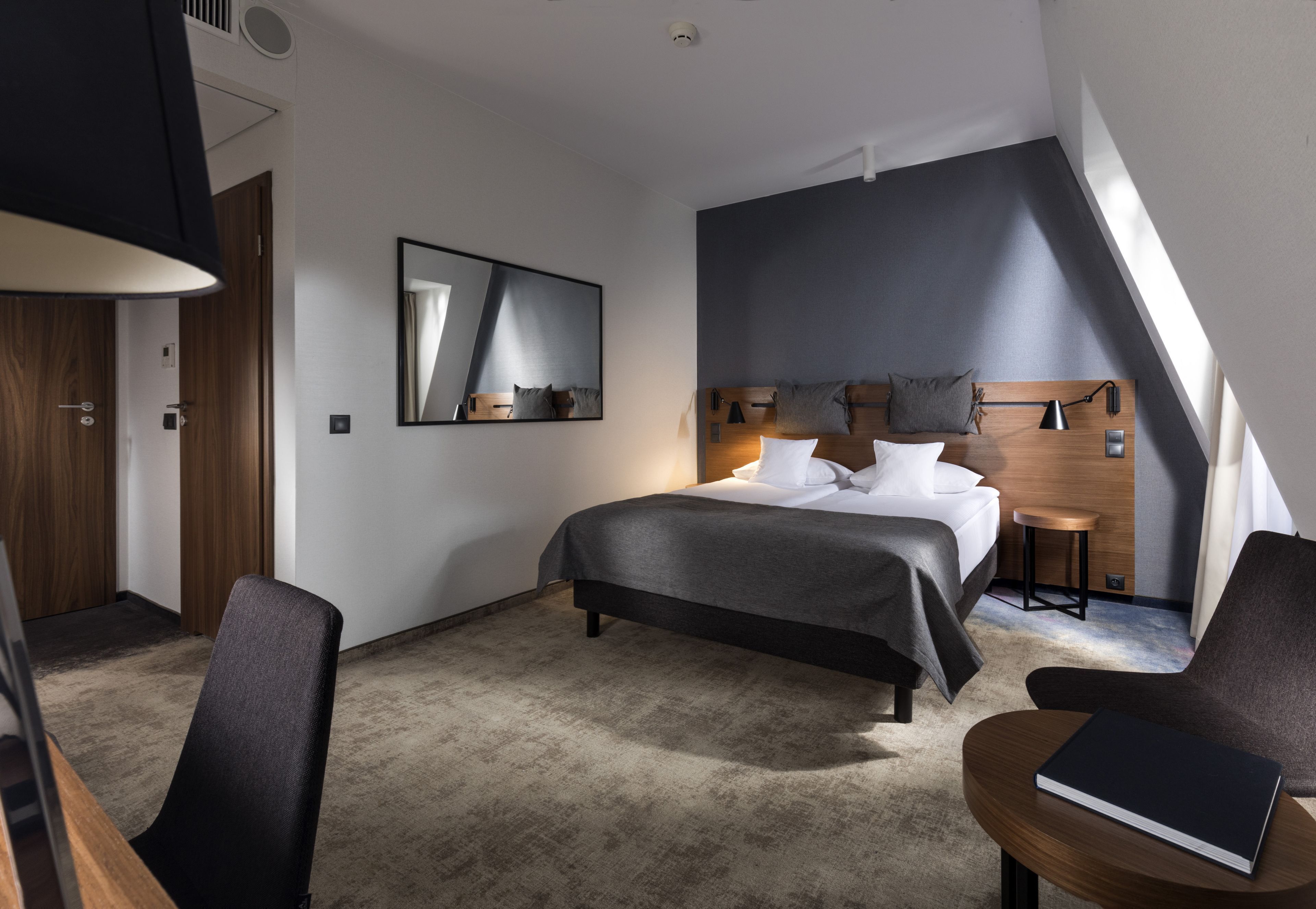 Premium bedding, minibar, desk, laptop workspace