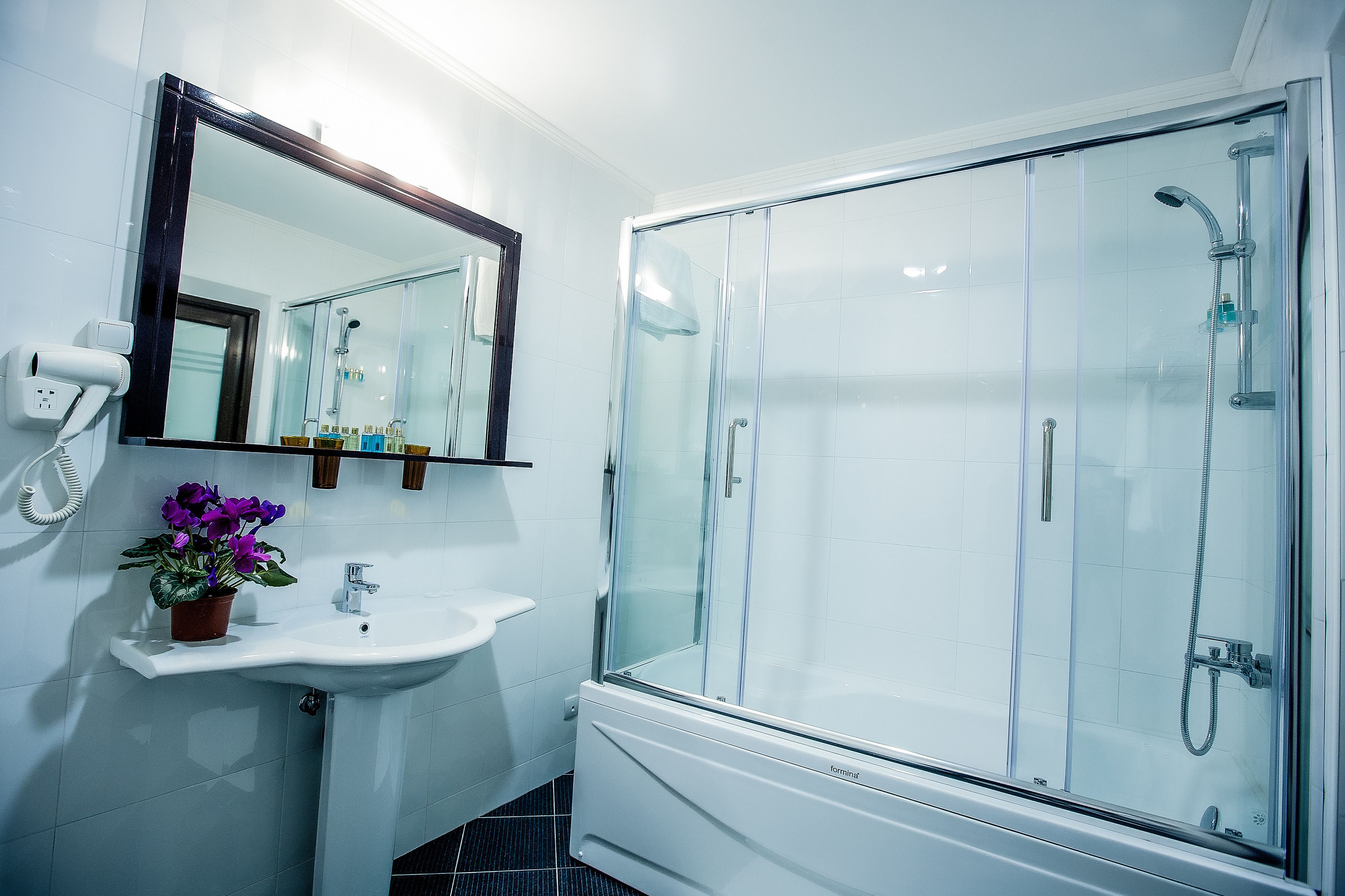 deluxe suite | bathroom | combined shower/bathtub, free toiletries, hair dryer, slippers