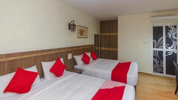 Desk, free WiFi, bed sheets