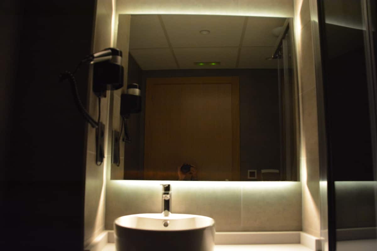 free toiletries, hair dryer, towels