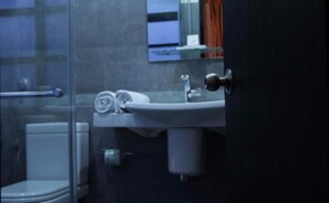 Chuveiro, produtos de toalete grátis, bidê, toalhas de banho