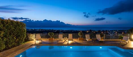 Indoor pool, outdoor pool, pool umbrellas, pool loungers