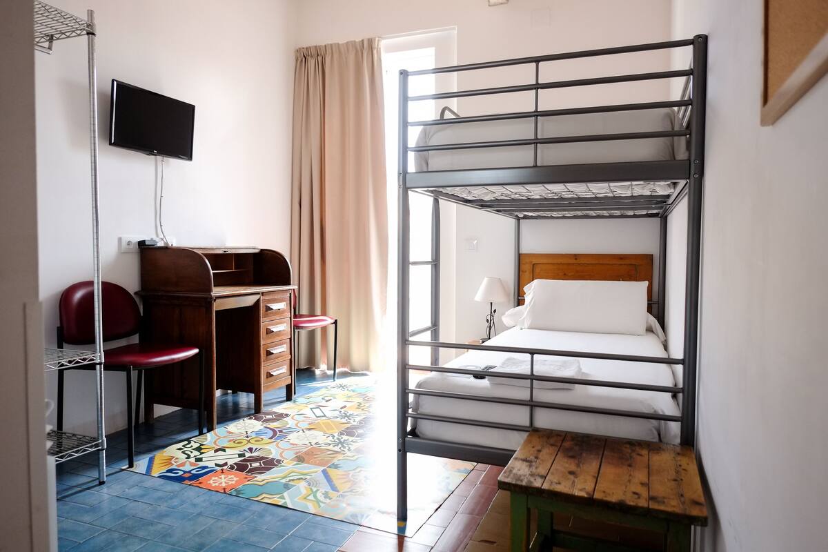 double room with bunk bed and external private bathroom | 1 bedroom, egyptian cotton sheets, premium bedding, down duvets