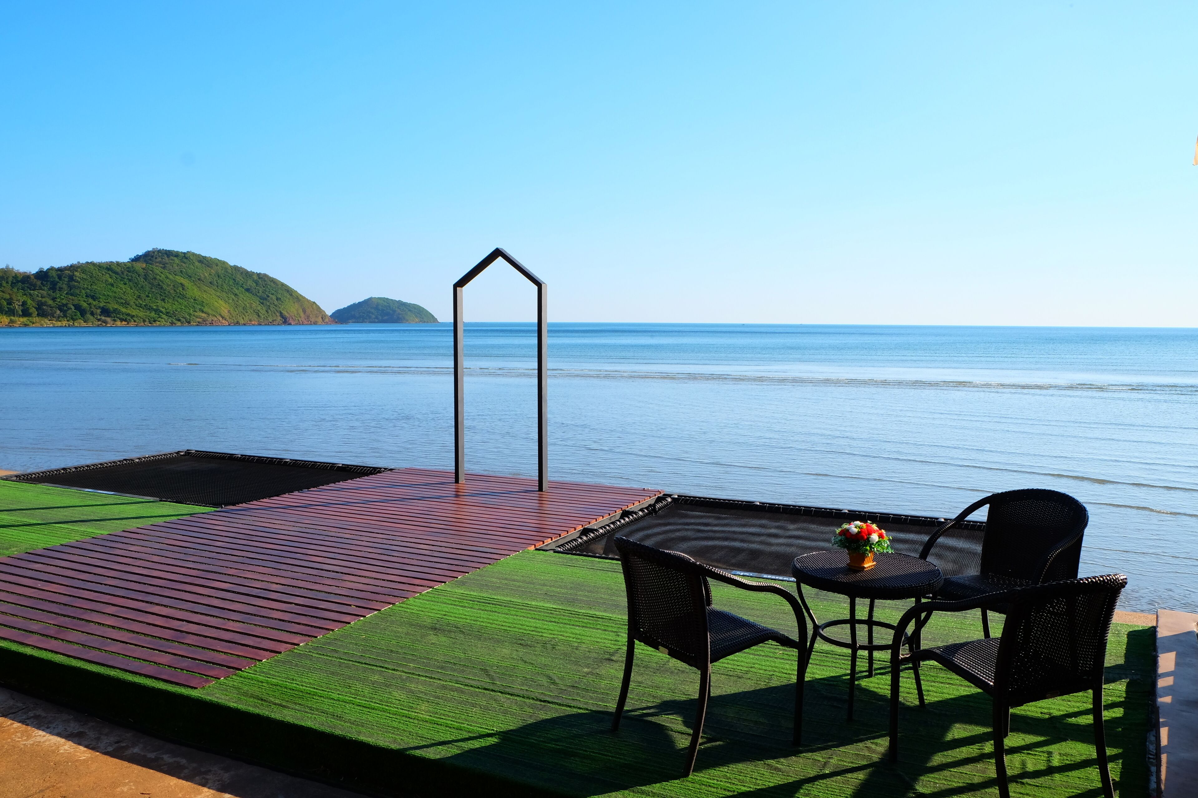 On the beach, kayaking