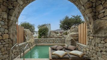 VIP Junior Suite with private pool | Bettwäsche aus ägyptischer Baumwolle, hochwertige Bettwaren, Minibar