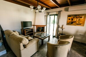 Villa, 2 Bedrooms (semi-detached) | Living room | Flat-screen TV, fireplace, DVD player - Douliana Villas (Apokoronas)