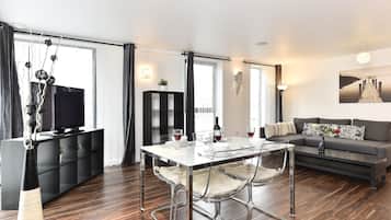 Flat-screen TV, DVD player