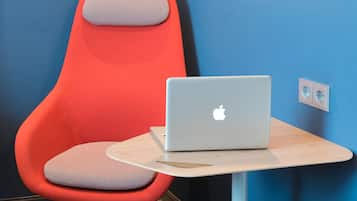 Hypo-allergenic bedding, in-room safe, laptop workspace, soundproofing