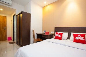 Desk, free WiFi, bed sheets