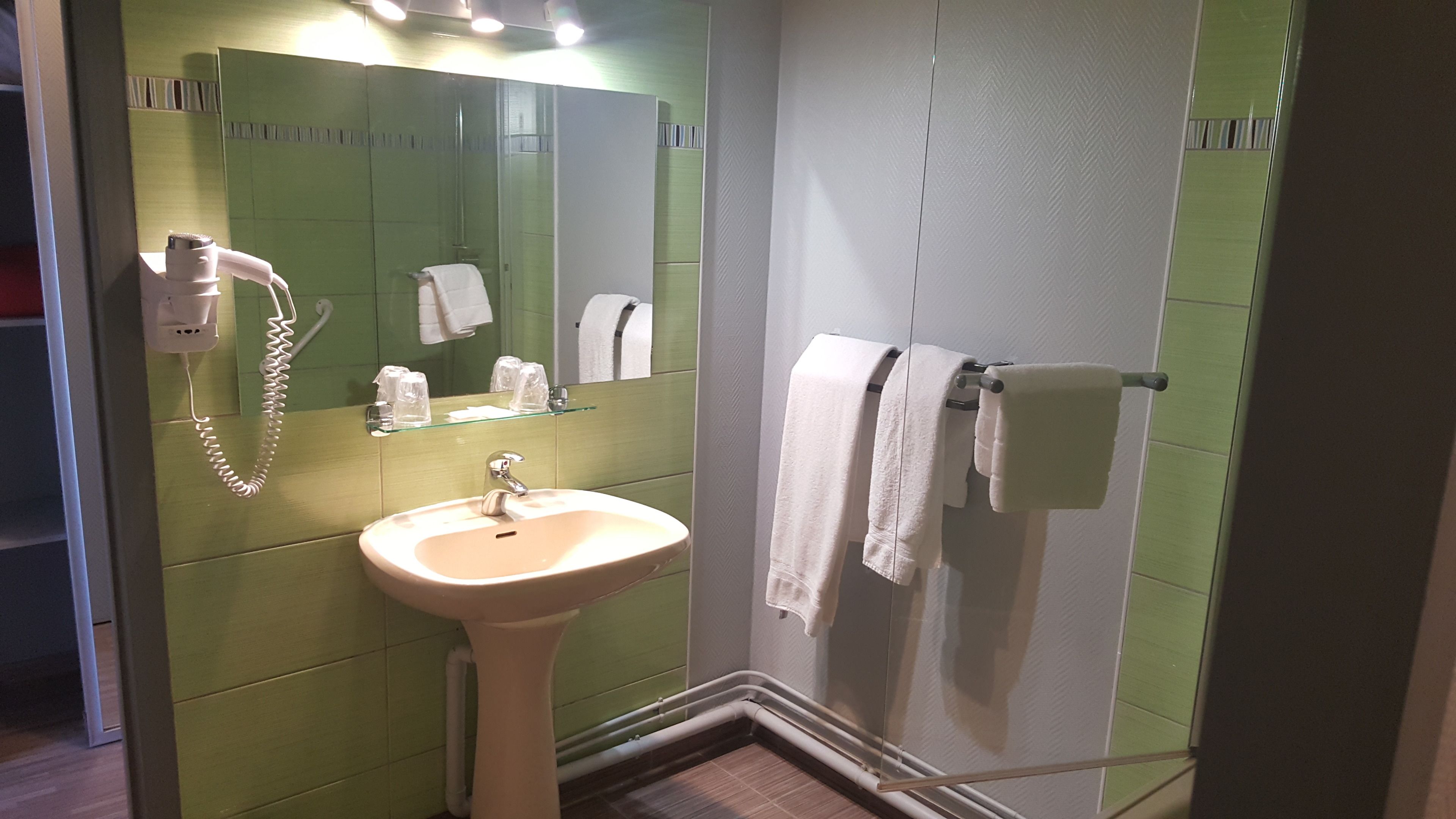 free toiletries, hair dryer, bidet, towels