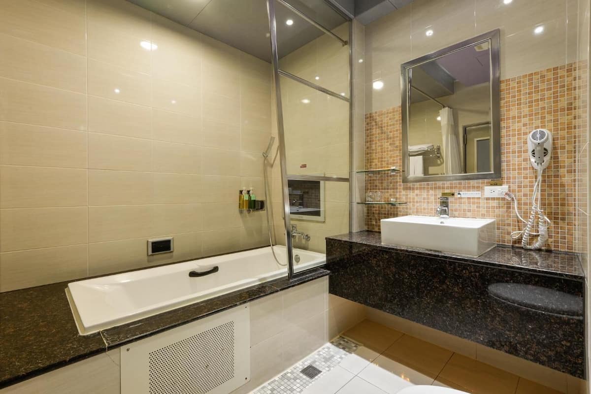 shower, free toiletries, hair dryer, slippers