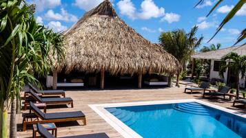 Outdoor pool, sun loungers